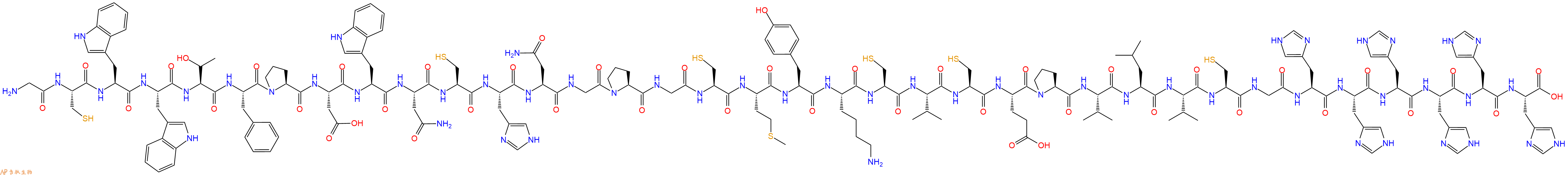 专肽生物产品H2N-Gly-Cys-Trp-Trp-Thr-Phe-Pro-Asp-Trp-Asn-Cys-His-Asn-Gly-Pro-Gly-Cys-Met-Tyr-Lys-Cys-Val-Cys-Glu-Pro-Val-Leu-Val-Cys-Gly-His-His-His-His-His-His-COOH