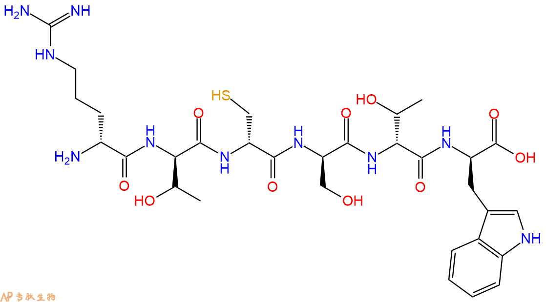 专肽生物产品H2N-DArg-DThr-DCys-DSer-DThr-DTrp-COOH