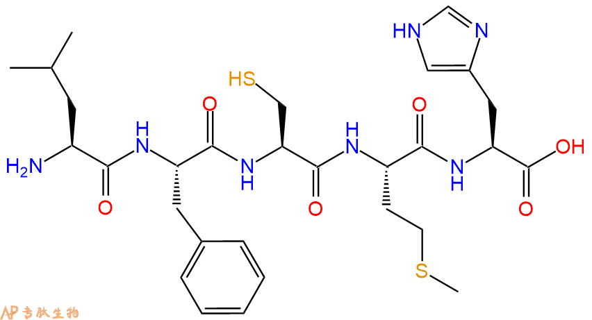 专肽生物产品H2N-Leu-Phe-Cys-Met-His-COOH