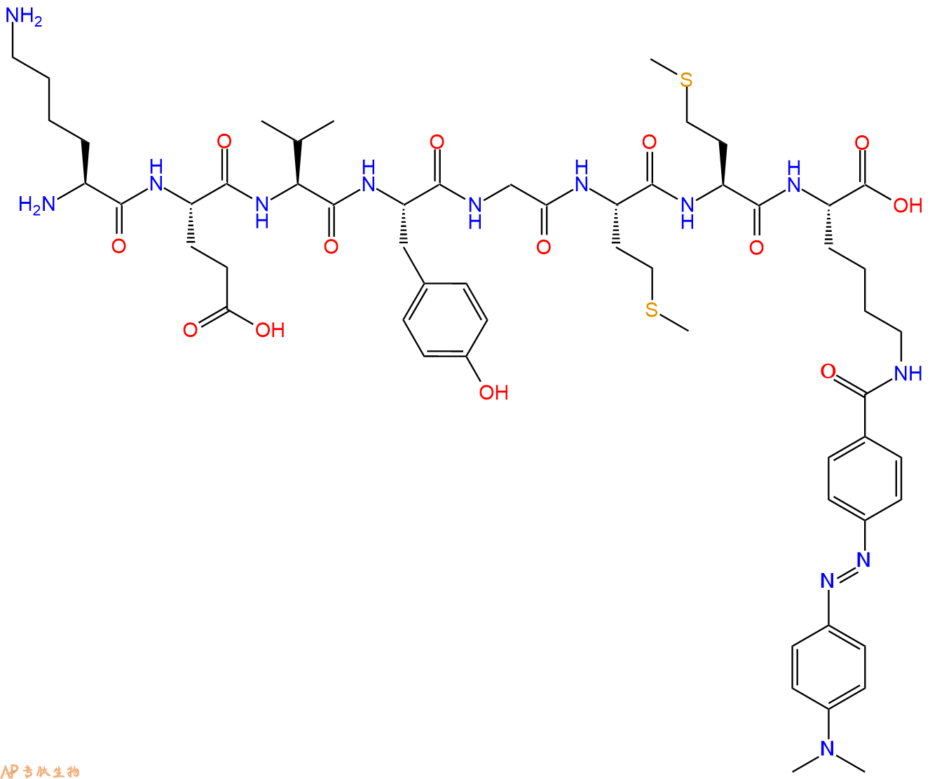 专肽生物产品H2N-Lys-Glu-Val-Tyr-Gly-Met-Met-Lys(Dabcyl)-COOH