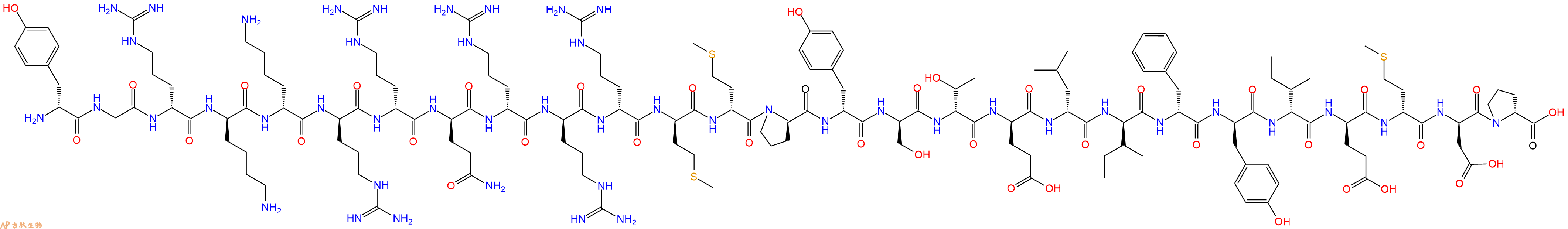 专肽生物产品H2N-DTyr-Gly-DArg-DLys-DLys-DArg-DArg-DGln-DArg-DArg-DArg-DMet-DMet-DPro-DTyr-DSer-DThr-DGlu-DLeu-DIle-DPhe-DTyr-DIle-DGlu-DMet-DAsp-DPro-COOH