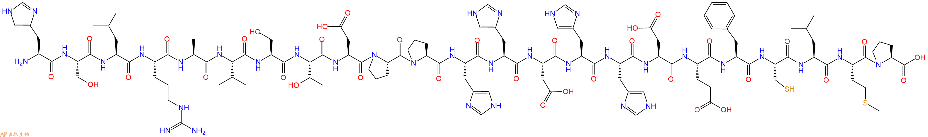专肽生物产品H2N-His-Ser-Leu-Arg-Ala-Val-Ser-Thr-Asp-Pro-Pro-His-His-Asp-His-His-Asp-Glu-Phe-Cys-Leu-Met-Pro-COOH
