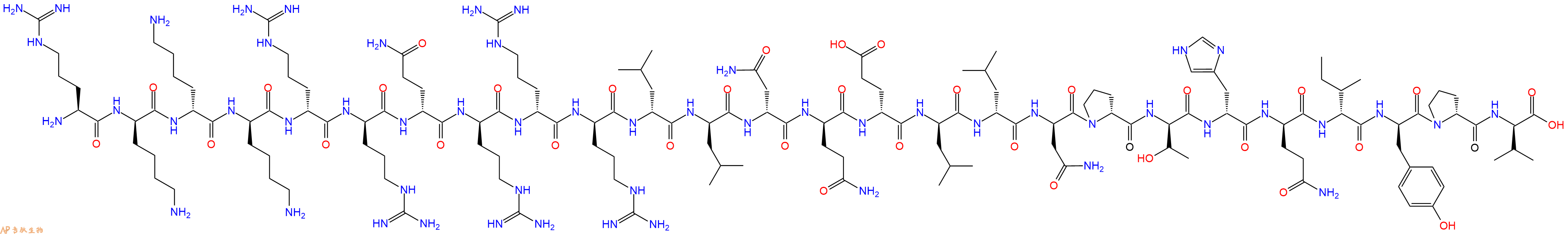 专肽生物产品H2N-Arg-DLys-DLys-DLys-DArg-DArg-DGln-DArg-DArg-DArg-DLeu-DLeu-DAsn-DGln-DGlu-DLeu-DLeu-DAsn-DPro-DThr-DHis-DGln-DIle-DTyr-DPro-DVal-COOH