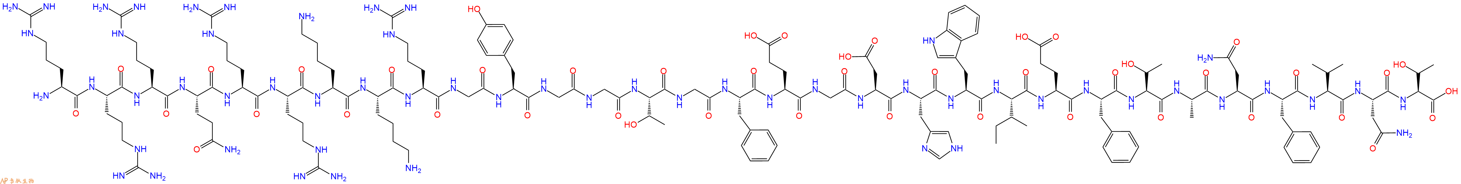 专肽生物产品H2N-Arg-Arg-Arg-Gln-Arg-Arg-Lys-Lys-Arg-Gly-Tyr-Gly-Gly-Thr-Gly-Phe-Glu-Gly-Asp-His-Trp-Ile-Glu-Phe-Thr-Ala-Asn-Phe-Val-Asn-Thr-COOH