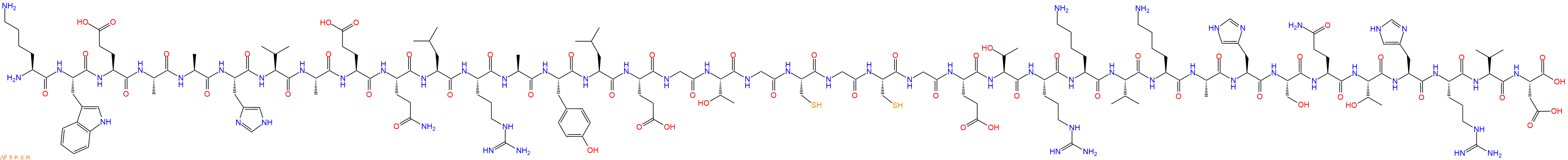 专肽生物产品H2N-Lys-Trp-Glu-Ala-Ala-His-Val-Ala-Glu-Gln-Leu-Arg-Ala-Tyr-Leu-Glu-Gly-Thr-Gly-Cys-Gly-Cys-Gly-Glu-Thr-Arg-Lys-Val-Lys-Ala-His-Ser-Gln-Thr-His-Arg-Val-Asp-COOH