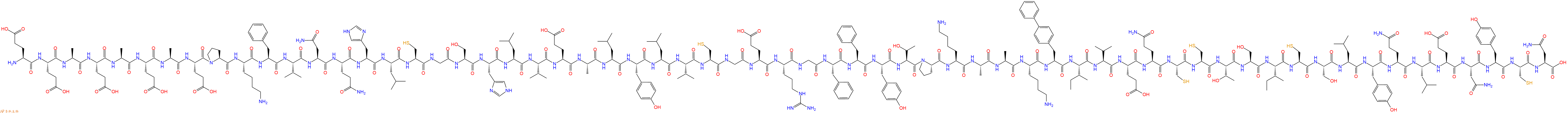 专肽生物产品H2N-Glu-Glu-Ala-Glu-Ala-Glu-Ala-Glu-Pro-Lys-Phe-Val-Asn-Gln-His-Leu-Cys-Gly-Ser-His-Leu-Val-Glu-Ala-Leu-Tyr-Leu-Val-Cys-Gly-Glu-Arg-Gly-Phe-Phe-Tyr-Thr-Pro-Lys-Ala-Ala-Lys-Bip-Ile-Val-Glu-Gln-Cys-Cys-Thr-Ser-Ile-Cys-Ser-Leu-Tyr-Gln-Leu-Glu-Asn-Tyr-Cys-Asn-