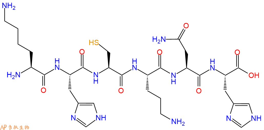 专肽生物产品H2N-Lys-His-Cys-Orn-Asn-His-COOH