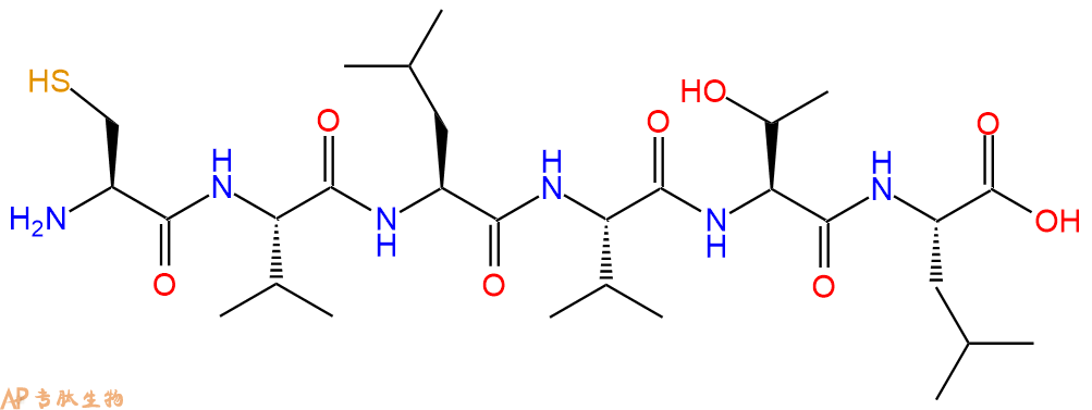 专肽生物产品H2N-Cys-Val-Leu-Val-Thr-Leu-COOH