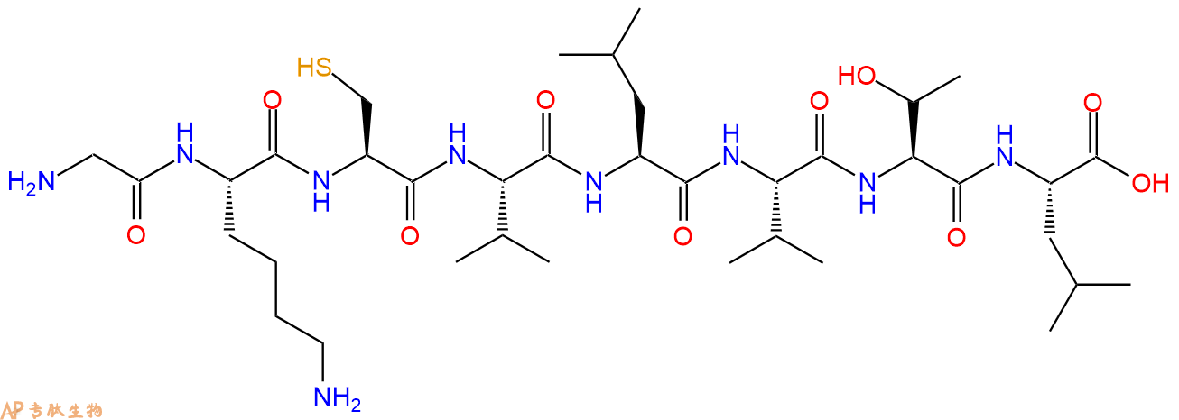 专肽生物产品H2N-Gly-Lys-Cys-Val-Leu-Val-Thr-Leu-COOH