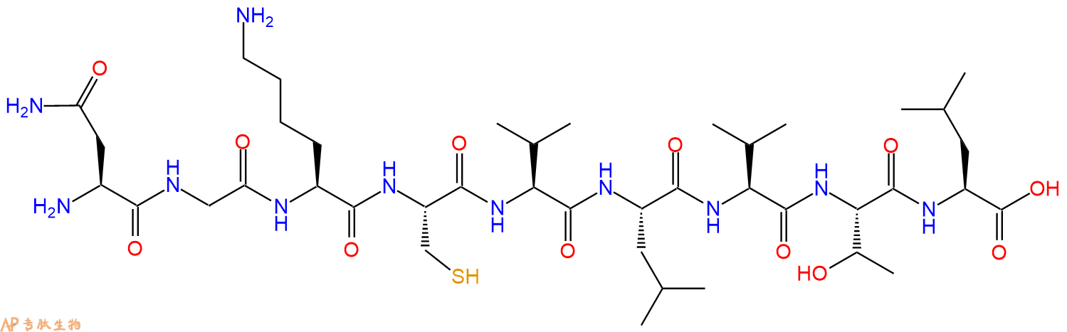 专肽生物产品H2N-Asn-Gly-Lys-Cys-Val-Leu-Val-Thr-Leu-COOH