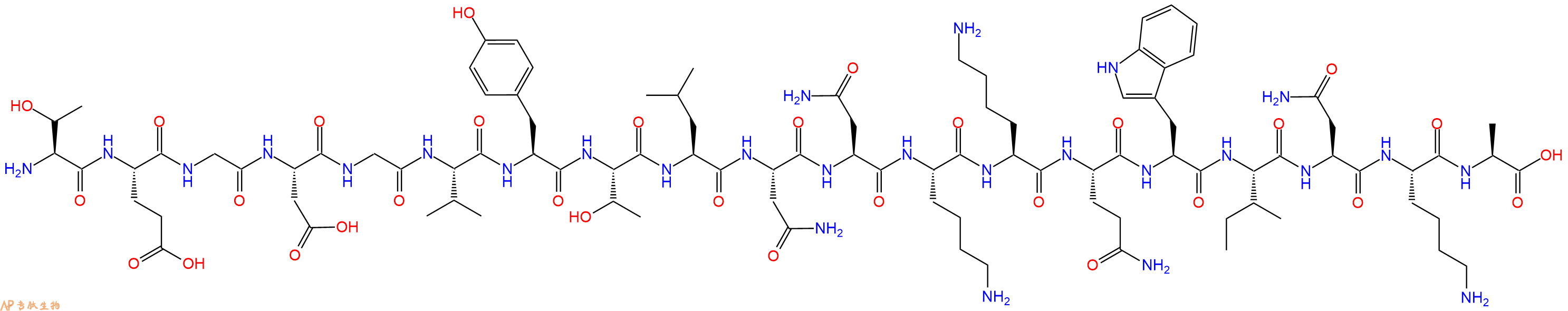 专肽生物产品H2N-Thr-Glu-Gly-Asp-Gly-Val-Tyr-Thr-Leu-Asn-Asn-Lys-Lys-Gln-Trp-Ile-Asn-Lys-Ala-COOH
