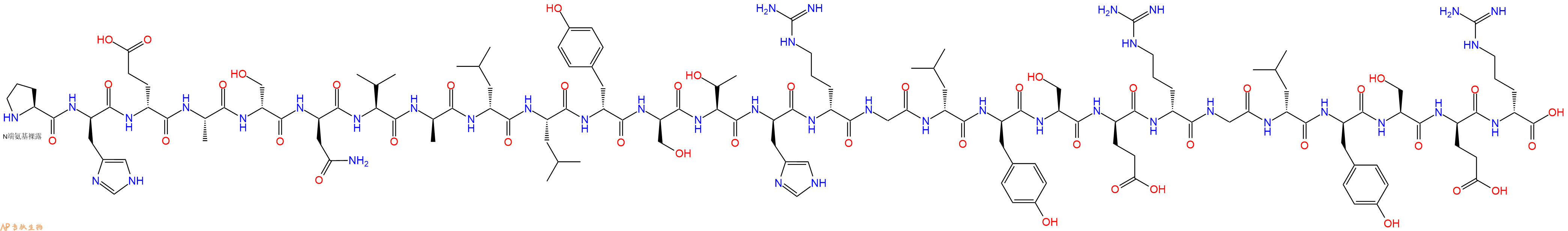 专肽生物产品H2N-Pro-DHis-DGlu-Ala-DSer-DAsn-Val-DAla-DLeu-Leu-DTyr-DSer-Thr-DHis-DArg-Gly-DLeu-DTyr-Ser-DGlu-DArg-Gly-DLeu-DTyr-Ser-DGlu-DArg-COOH