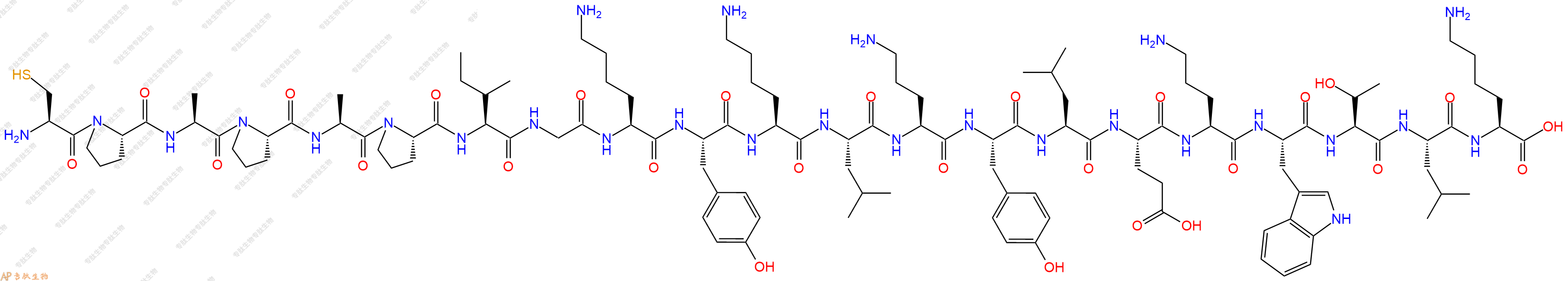 专肽生物产品H2N-Cys-Pro-Ala-Pro-Ala-Pro-Ile-Gly-Lys-Tyr-Lys-Leu-Orn-Tyr-Leu-Glu-Orn-Trp-Thr-Leu-Lys-COOH