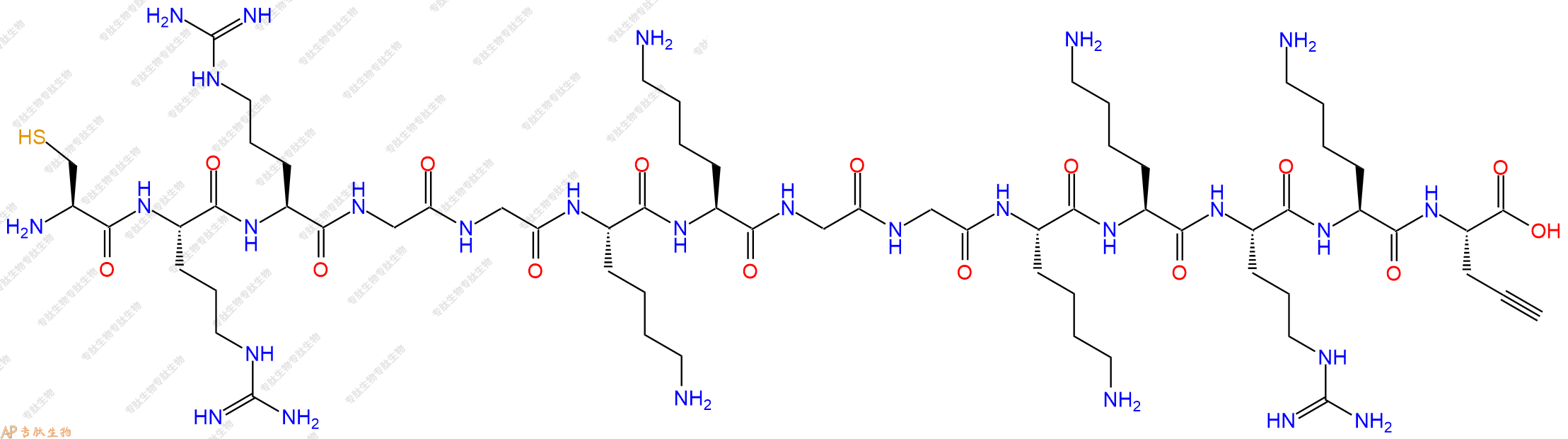 专肽生物产品H2N-Cys-Arg-Arg-Gly-Gly-Lys-Lys-Gly-Gly-Lys-Lys-Arg-Lys-Pra-COOH