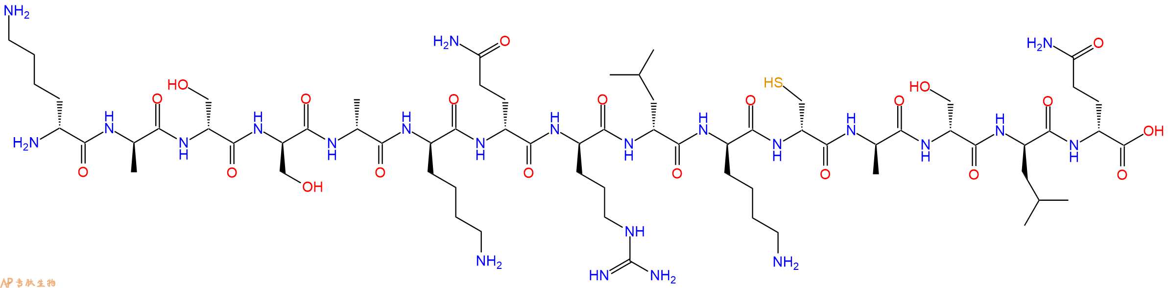 专肽生物产品H2N-DLys-DAla-DSer-DSer-DAla-DLys-DGln-DArg-DLeu-DLys-DCys-DAla-DSer-DLeu-DGln-COOH