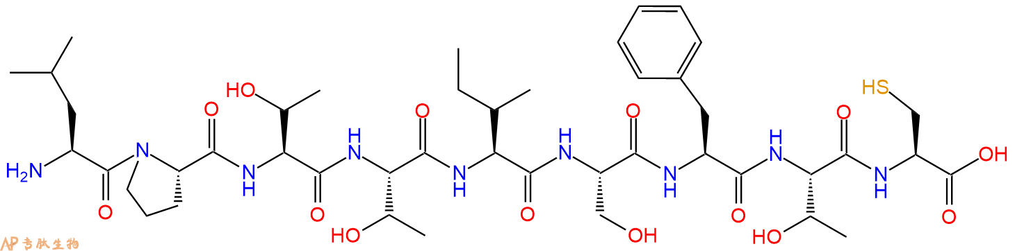 专肽生物产品H2N-Leu-Pro-Thr-Thr-Ile-Ser-Phe-Thr-Cys-COOH