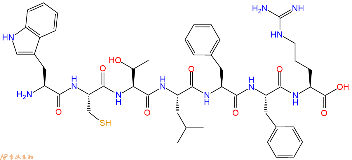 专肽生物产品H2N-Trp-Cys-Thr-Leu-Phe-Phe-Arg-COOH