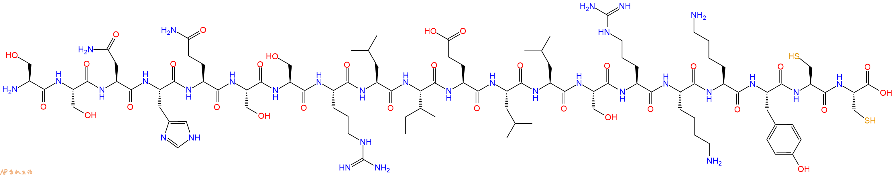 专肽生物产品H2N-Ser-Ser-Asn-His-Gln-Ser-Ser-Arg-Leu-Ile-Glu-Leu-Leu-Ser-Arg-Lys-Lys-Tyr-Cys-Cys-COOH