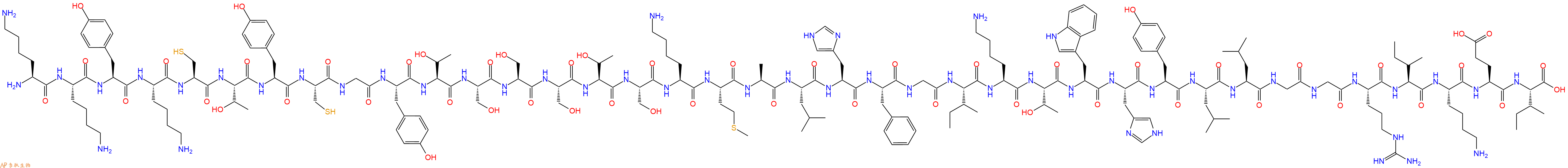 专肽生物产品H2N-Lys-Lys-Tyr-Lys-Cys-Thr-Tyr-Cys-Gly-Tyr-Thr-Ser-Ser-Ser-Thr-Ser-Lys-Met-Ala-Leu-His-Phe-Gly-Ile-Lys-Thr-Trp-His-Tyr-Leu-Leu-Gly-Gly-Arg-Ile-Lys-Glu-Ile-COOH
