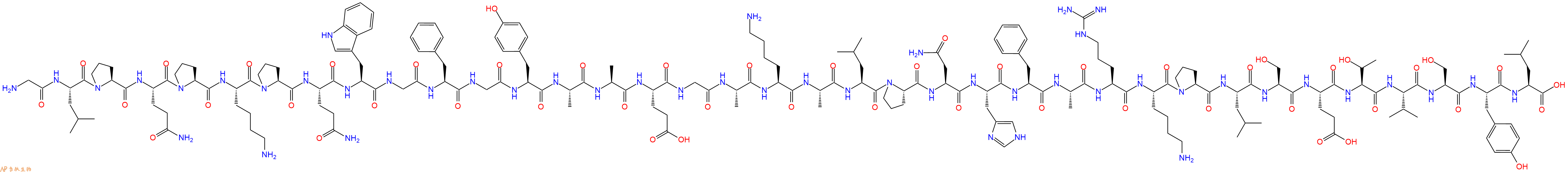 专肽生物产品H2N-Gly-Leu-Pro-Gln-Pro-Lys-Pro-Gln-Trp-Gly-Phe-Gly-Tyr-Ala-Ala-Glu-Gly-Ala-Lys-Ala-Leu-Pro-Asn-His-Phe-Ala-Arg-Lys-Pro-Leu-Ser-Glu-Thr-Val-Ser-Tyr-Leu-COOH