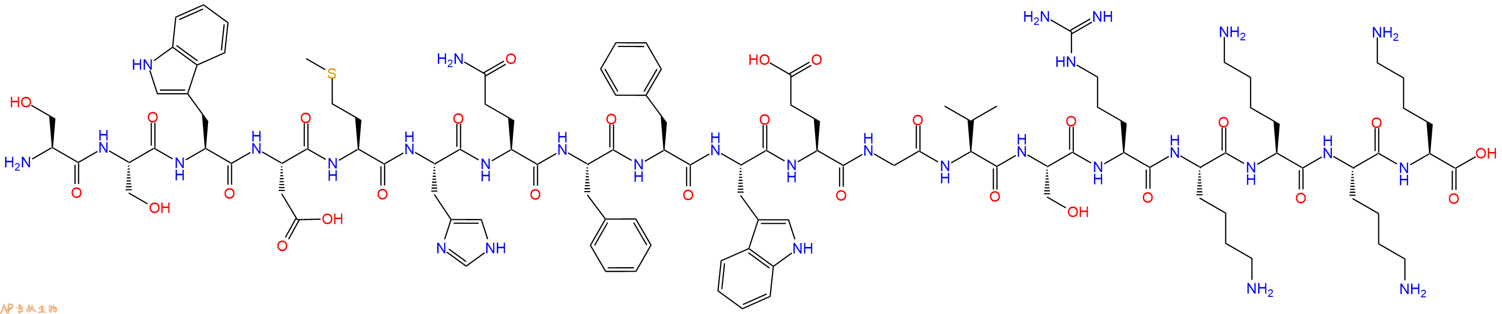 专肽生物产品H2N-Ser-Ser-Trp-Asp-Met-His-Gln-Phe-Phe-Trp-Glu-Gly-Val-Ser-Arg-Lys-Lys-Lys-Lys-COOH