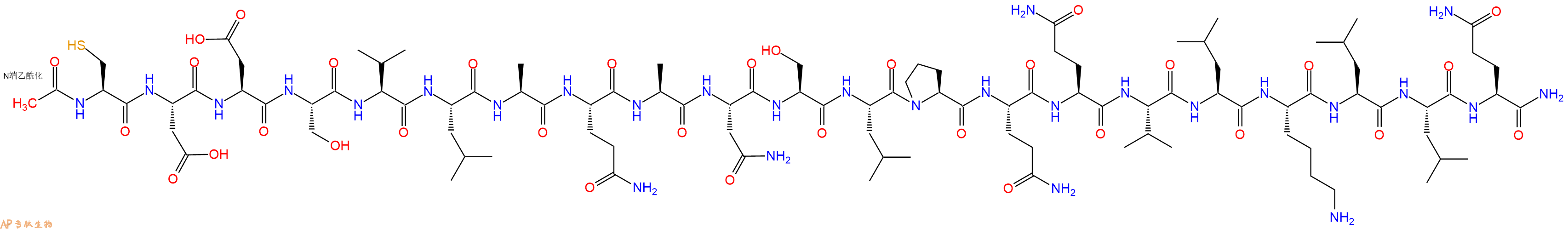 专肽生物产品Ac-Cys-Asp-Asp-Ser-Val-Leu-Ala-Gln-Ala-Asn-Ser-Leu-Pro-Gln-Gln-Val-Leu-Lys-Leu-Leu-Gln-NH2