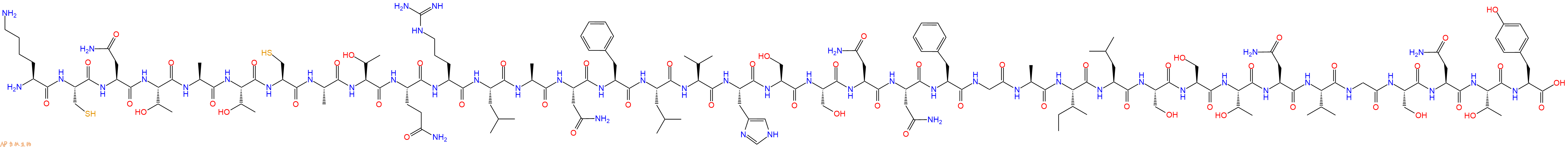 专肽生物产品H2N-Lys-Cys-Asn-Thr-Ala-Thr-Cys-Ala-Thr-Gln-Arg-Leu-Ala-Asn-Phe-Leu-Val-His-Ser-Ser-Asn-Asn-Phe-Gly-Ala-Ile-Leu-Ser-Ser-Thr-Asn-Val-Gly-Ser-Asn-Thr-Tyr-COOH