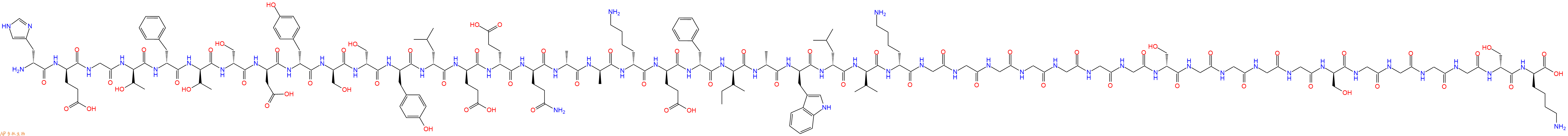 专肽生物产品H2N-DHis-DGlu-Gly-DThr-DPhe-DThr-DSer-DAsp-DTyr-DSer-DSer-DTyr-DLeu-DGlu-DGlu-DGln-DAla-DAla-DLys-DGlu-DPhe-DIle-DAla-DTrp-DLeu-DVal-DLys-Gly-Gly-Gly-Gly-Gly-Gly-Gly-DSer-Gly-Gly-Gly-Gly-DSer-Gly-Gly-Gly-Gly-DSer-DLys-COOH