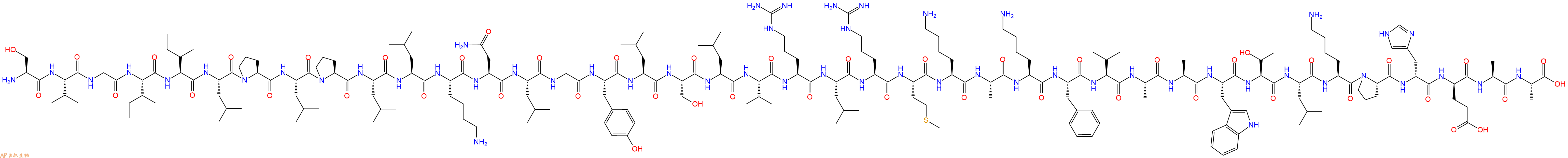 专肽生物产品H2N-Ser-Val-Gly-Ile-Ile-Leu-Pro-Leu-Pro-Leu-Leu-Lys-Asn-Leu-Gly-Tyr-Leu-Ser-Leu-Val-Arg-Leu-Arg-Met-Lys-Ala-Lys-Phe-Val-Ala-Ala-Trp-Thr-Leu-Lys-Pro-DHis-DGlu-Ala-Ala-COOH