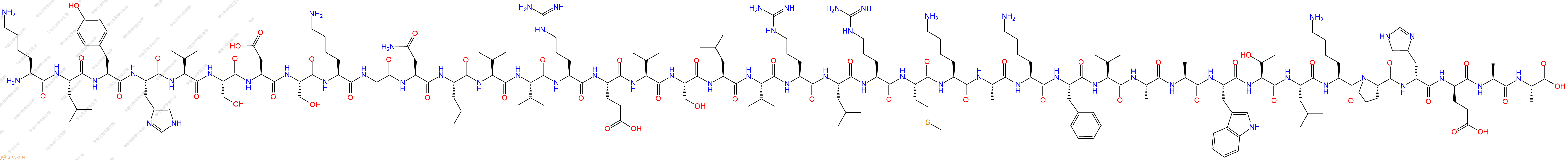 专肽生物产品H2N-Lys-Leu-Tyr-His-Val-Ser-Asp-Ser-Lys-Gly-Asn-Leu-Val-Val-Arg-Glu-Val-Ser-Leu-Val-Arg-Leu-Arg-Met-Lys-Ala-Lys-Phe-Val-Ala-Ala-Trp-Thr-Leu-Lys-Pro-DHis-DGlu-Ala-Ala-COOH