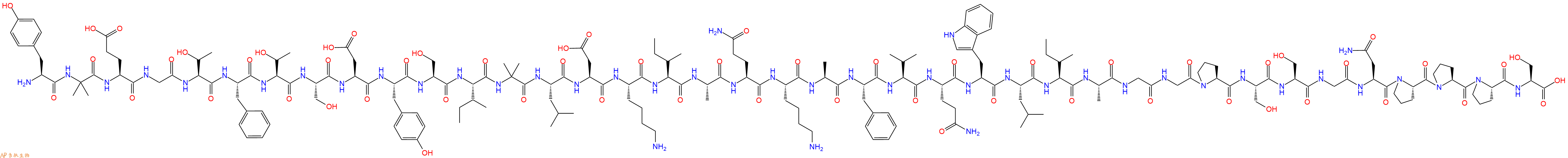 专肽生物产品H2N-Tyr-Aib-Glu-Gly-Thr-Phe-Thr-Ser-Asp-Tyr-Ser-Ile-Aib-Leu-Asp-Lys-Ile-Ala-Gln-Lys-Ala-Phe-Val-Gln-Trp-Leu-Ile-Ala-Gly-Gly-Pro-Ser-Ser-Gly-Asn-Pro-Pro-Pro-Ser-COOH