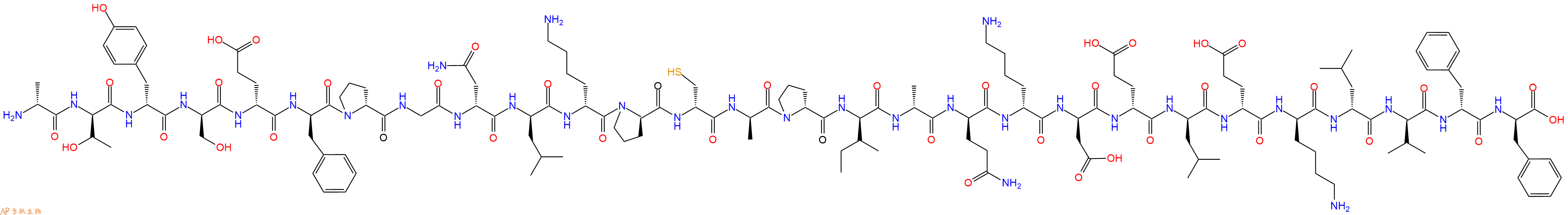 专肽生物产品H2N-DAla-DThr-DTyr-DSer-DGlu-DPhe-DPro-Gly-DAsn-DLeu-DLys-DPro-DCys-DAla-DPro-DIle-DAla-DGln-DLys-DAsp-DGlu-DLeu-DGlu-DLys-DLeu-DVal-DPhe-DPhe-COOH