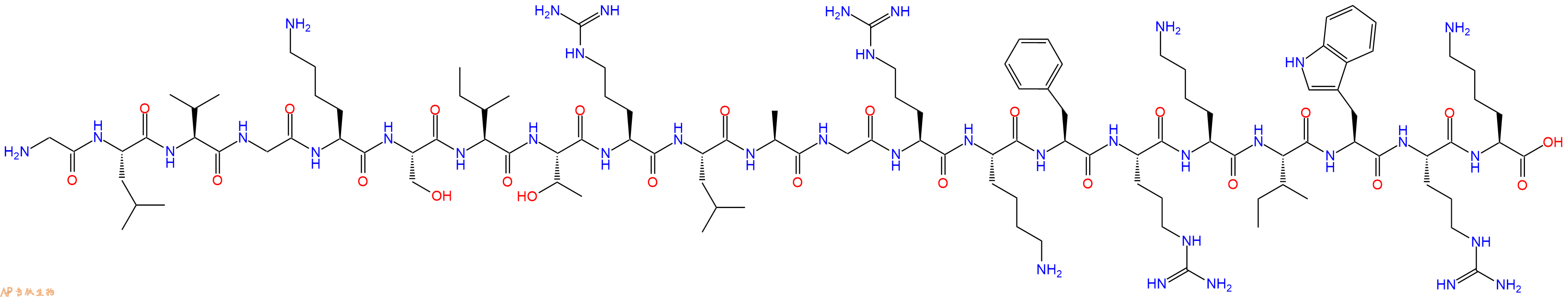 专肽生物产品H2N-Gly-Leu-Val-Gly-Lys-Ser-Ile-Thr-Arg-Leu-Ala-Gly-Arg-Lys-Phe-Arg-Lys-Ile-Trp-Arg-Lys-COOH