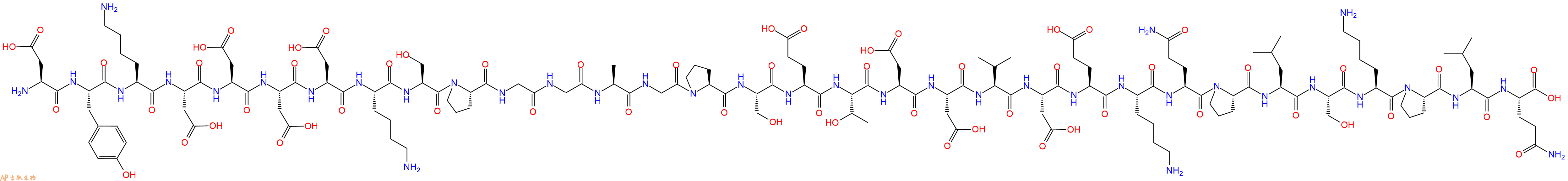 专肽生物产品H2N-Asp-Tyr-Lys-Asp-Asp-Asp-Asp-Lys-Ser-Pro-Gly-Gly-Ala-Gly-Pro-Ser-Glu-Thr-Asp-Asp-Val-Asp-Glu-Lys-Gln-Pro-Leu-Ser-Lys-Pro-Leu-Gln-COOH