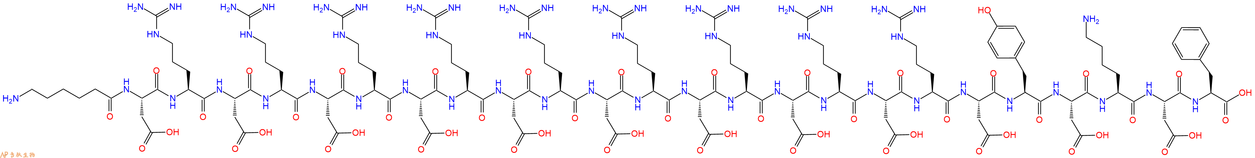 专肽生物产品H2N-Ahx-Asp-Arg-Asp-Arg-Asp-Arg-Asp-Arg-Asp-Arg-Asp-Arg-Asp-Arg-Asp-Arg-Asp-Arg-Asp-Tyr-Asp-Lys-Asp-Phe-COOH