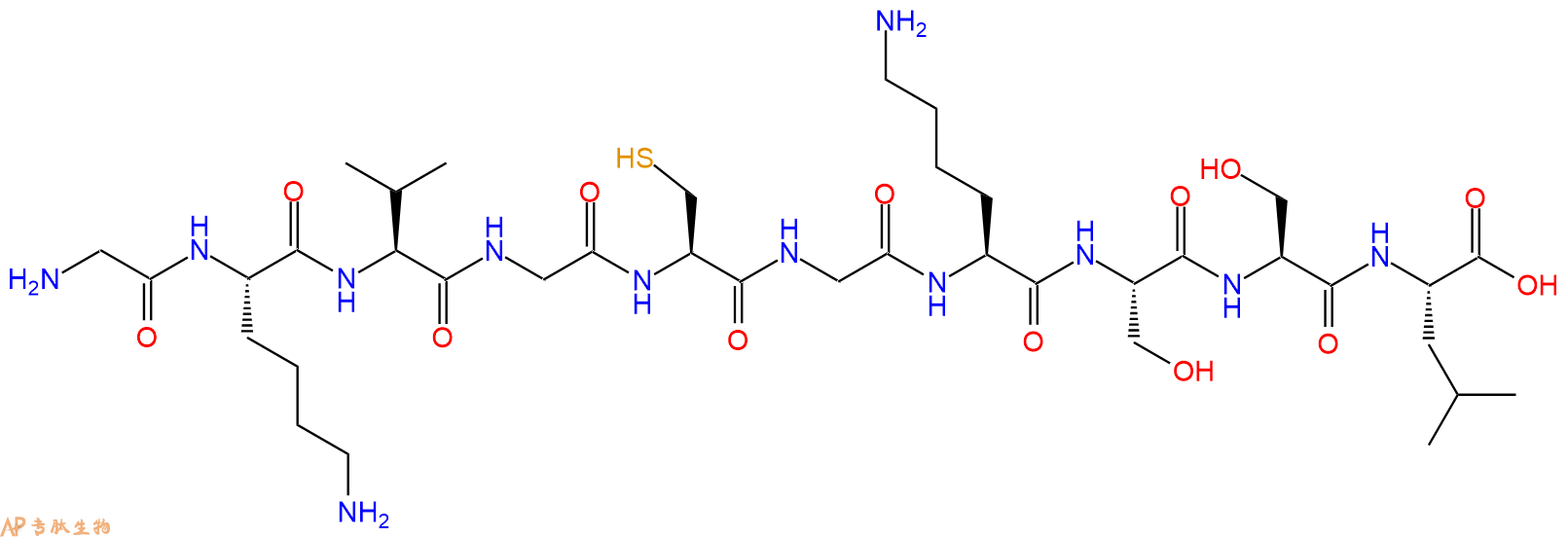 专肽生物产品H2N-Gly-Lys-Val-Gly-Cys-Gly-Lys-Ser-Ser-Leu-COOH