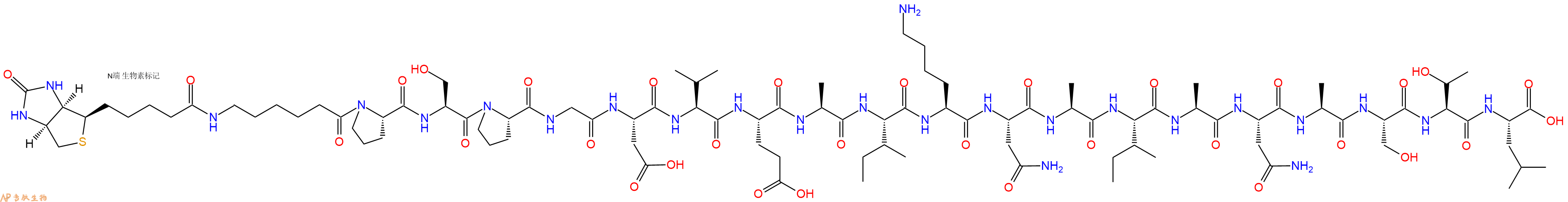 专肽生物产品Biotin-Ahx-Pro-Ser-Pro-Gly-Asp-Val-Glu-Ala-Ile-Lys-Asn-Ala-Ile-Ala-Asn-Ala-Ser-Thr-Leu-COOH
