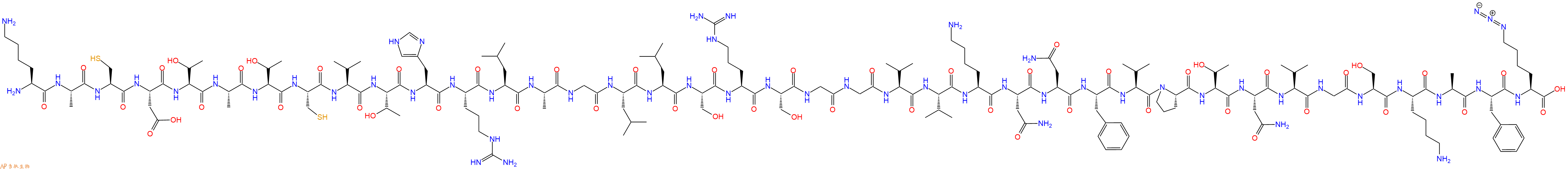 专肽生物产品H2N-Lys-Ala-Cys-Asp-Thr-Ala-Thr-Cys-Val-Thr-His-Arg-Leu-Ala-Gly-Leu-Leu-Ser-Arg-Ser-Gly-Gly-Val-Val-Lys-Asn-Asn-Phe-Val-Pro-Thr-Asn-Val-Gly-Ser-Lys-Ala-Phe-Lys(N3)-COOH