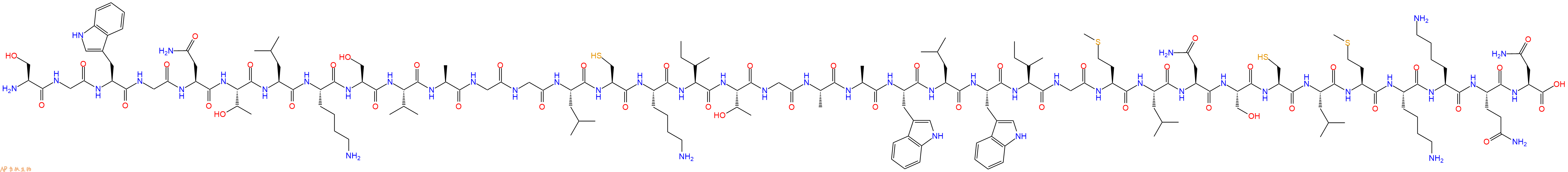 专肽生物产品H2N-Ser-Gly-Trp-Gly-Asn-Thr-Leu-Lys-Ser-Val-Ala-Gly-Gly-Leu-Cys-Lys-Ile-Thr-Gly-Ala-Ala-Trp-Leu-Trp-Ile-Gly-Met-Leu-Asn-Ser-Cys-Leu-Met-Lys-Lys-Gln-Asn-COOH