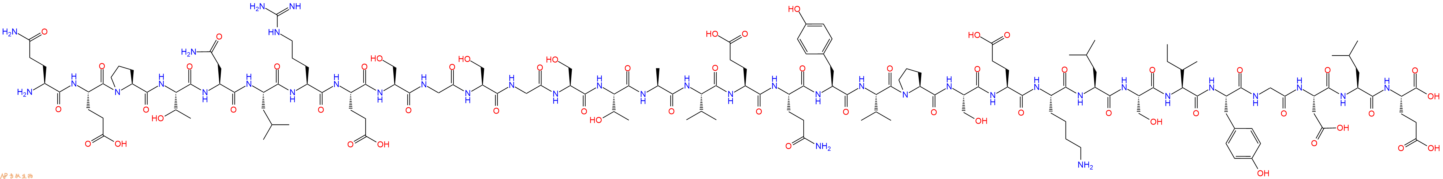 专肽生物产品H2N-Gln-Glu-Pro-Thr-Asn-Leu-Arg-Glu-Ser-Gly-Ser-Gly-Ser-Thr-Ala-Val-Glu-Gln-Tyr-Val-Pro-Ser-Glu-Lys-Leu-Ser-Ile-Tyr-Gly-Asp-Leu-Glu-OH