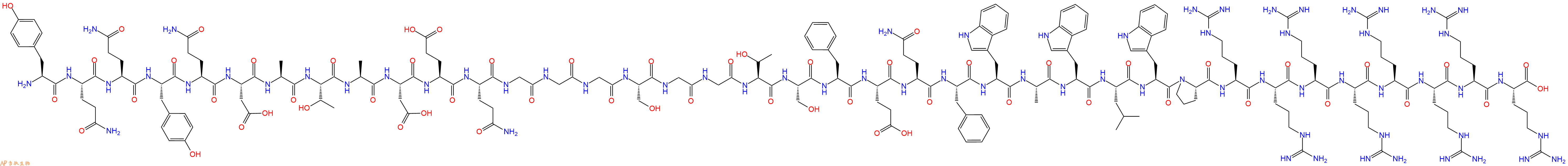 专肽生物产品H2N-Tyr-Gln-Gln-Tyr-Gln-Asp-Ala-Thr-Ala-Asp-Glu-Gln-Gly-Gly-Gly-Ser-Gly-Gly-Thr-Ser-Phe-Glu-Gln-Phe-Trp-Ala-Trp-Leu-Trp-Pro-Arg-Arg-Arg-Arg-Arg-Arg-Arg-Arg-OH