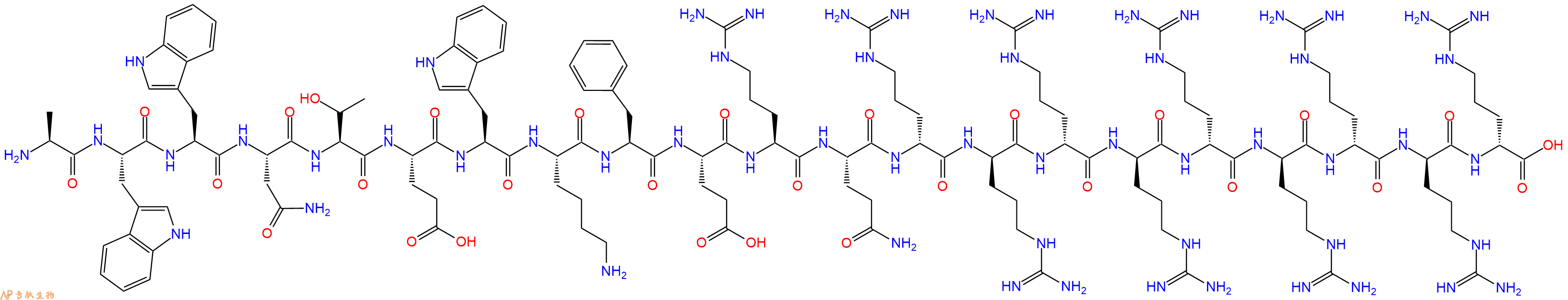 专肽生物产品H2N-Ala-Trp-Trp-Asn-Thr-Glu-Trp-Lys-Phe-Glu-Arg-Gln-DArg-DArg-DArg-DArg-DArg-DArg-DArg-DArg-DArg-OH