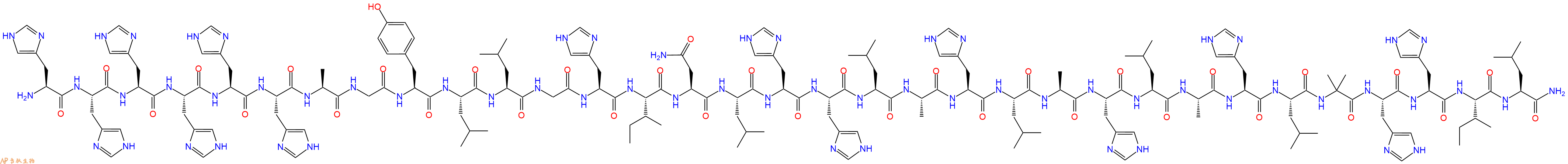 专肽生物产品H2N-His-His-His-His-His-His-Ala-Gly-Tyr-Leu-Leu-Gly-His-Ile-Asn-Leu-His-His-Leu-Ala-His-Leu-Ala-His-Leu-Ala-His-Leu-Aib-His-His-Ile-Leu-NH2