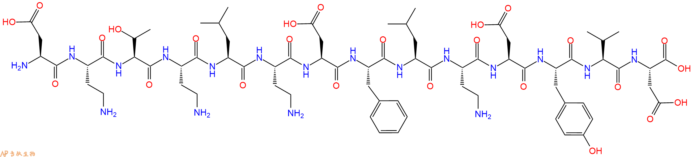 专肽生物产品H2N-Asp-Dab-Thr-Dab-Leu-Dab-Asp-Phe-Leu-Dab-Asp-Tyr-Val-Asp-OH