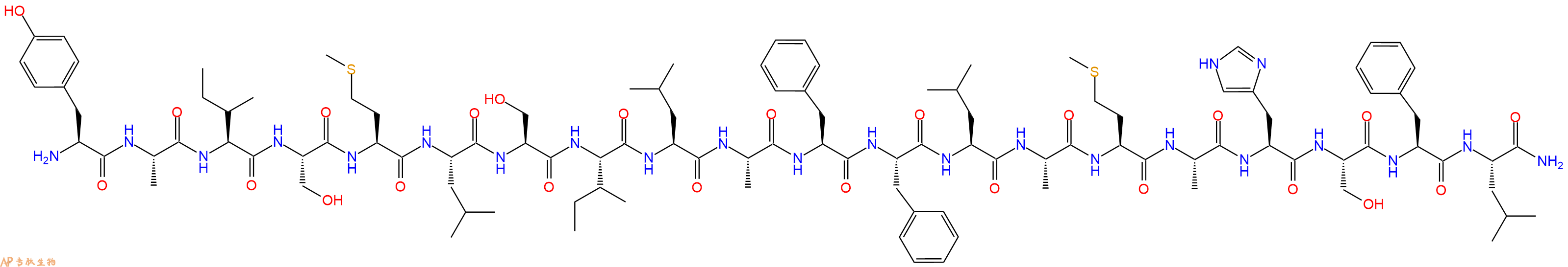 专肽生物产品H2N-Tyr-Ala-Ile-Ser-Met-Leu-Ser-Ile-Leu-Ala-Phe-Phe-Leu-Ala-Met-Ala-His-Ser-Phe-Leu-NH2