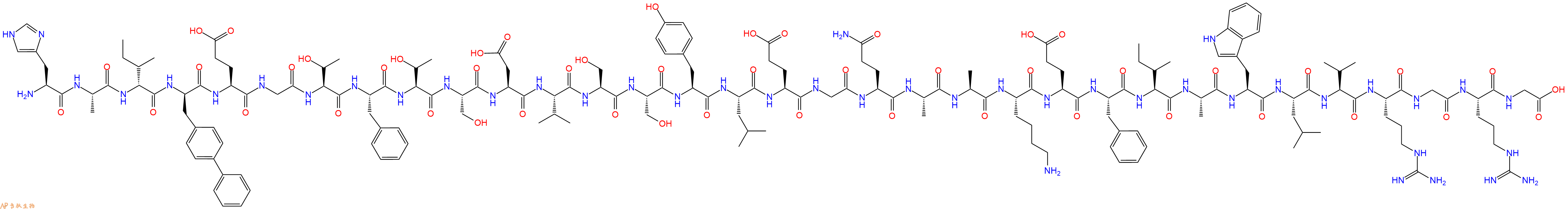 专肽生物产品H2N-His-Ala-DIle-DBip-Glu-Gly-Thr-Phe-Thr-Ser-Asp-Val-Ser-Ser-Tyr-Leu-Glu-Gly-Gln-Ala-Ala-Lys-Glu-Phe-Ile-Ala-Trp-Leu-Val-Arg-Gly-Arg-Gly-OH