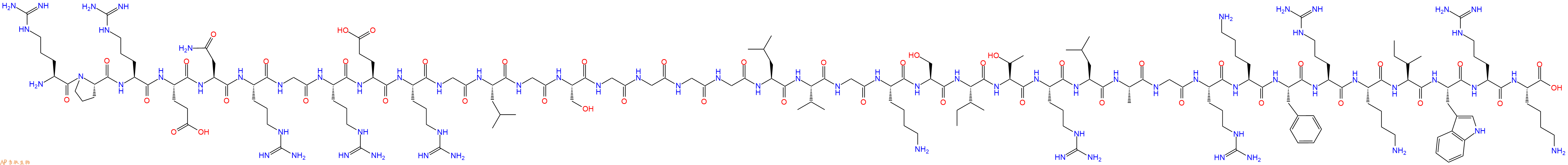 专肽生物产品H2N-Arg-Pro-Arg-Glu-Asn-Arg-Gly-Arg-Glu-Arg-Gly-Leu-Gly-Ser-Gly-Gly-Gly-Gly-Leu-Val-Gly-Lys-Ser-Ile-Thr-Arg-Leu-Ala-Gly-Arg-Lys-Phe-Arg-Lys-Ile-Trp-Arg-Lys-OH