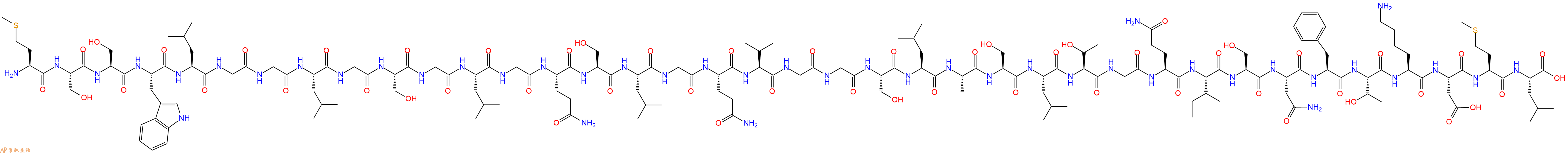 专肽生物产品H2N-Met-Ser-Ser-Trp-Leu-Gly-Gly-Leu-Gly-Ser-Gly-Leu-Gly-Gln-Ser-Leu-Gly-Gln-Val-Gly-Gly-Ser-Leu-Ala-Ser-Leu-Thr-Gly-Gln-Ile-Ser-Asn-Phe-Thr-Lys-Asp-Met-Leu-OH