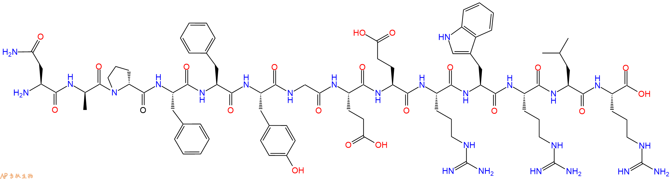 专肽生物产品H2N-Asn-DAla-DPro-Phe-Phe-Tyr-Gly-Glu-Glu-Arg-Trp-Arg-Leu-Arg-OH