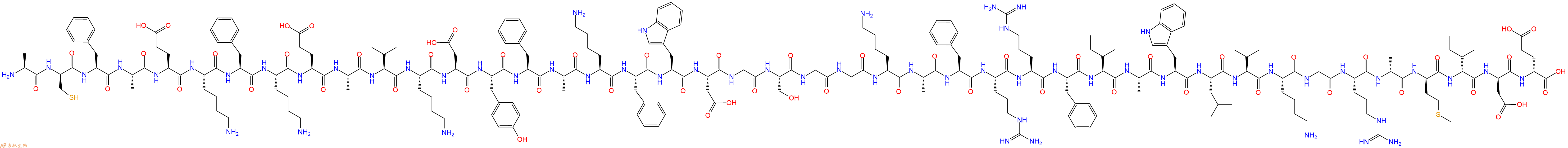 专肽生物产品H2N-Ala-DCys-Phe-Ala-Glu-Lys-Phe-Lys-Glu-Ala-Val-Lys-Asp-Tyr-Phe-Ala-Lys-Phe-Trp-Asp-Gly-Ser-Gly-Gly-Lys-Ala-Phe-Arg-Arg-Phe-Ile-Ala-Trp-Leu-Val-Lys-Gly-Arg-DAla-DMet-DIle-DAsp-DGlu-OH